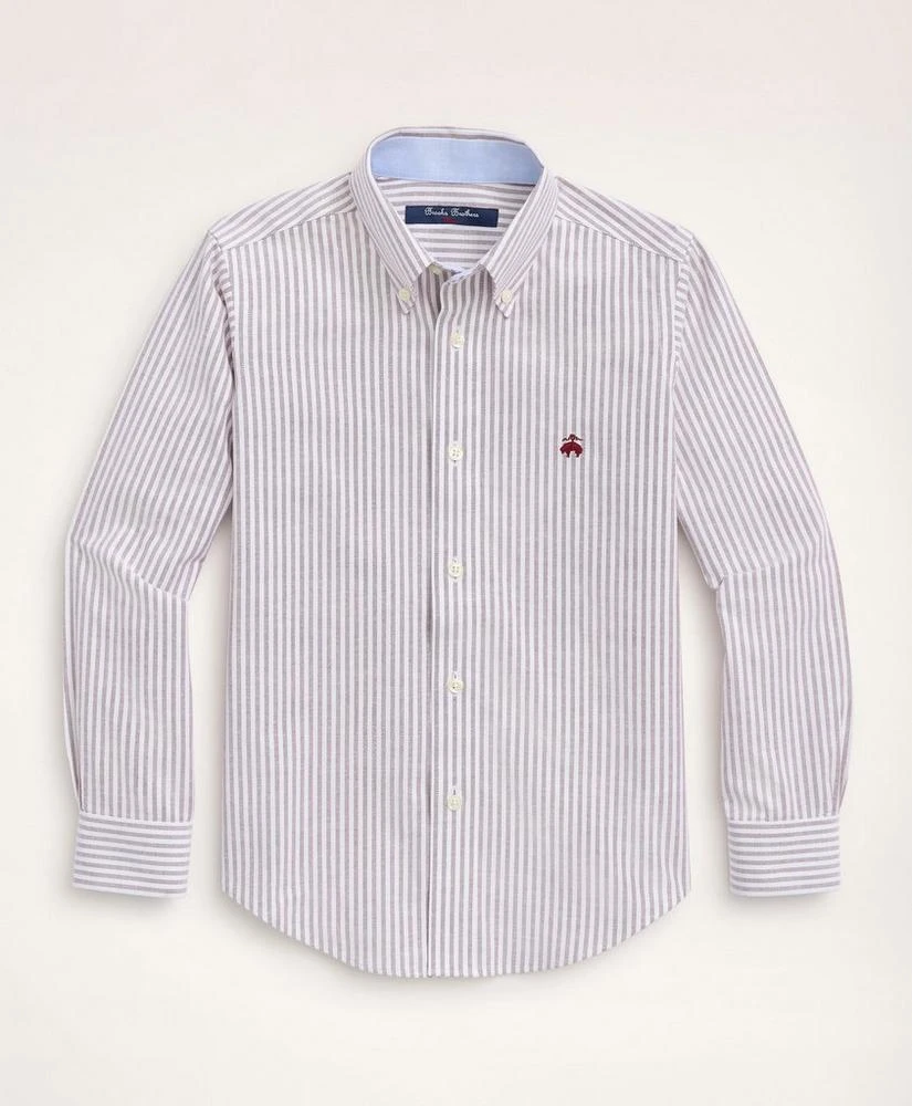 商品Brooks Brothers|Boys Non-Iron Stretch Cotton Oxford Stripe Sport Shirt,价格¥263,第1张图片