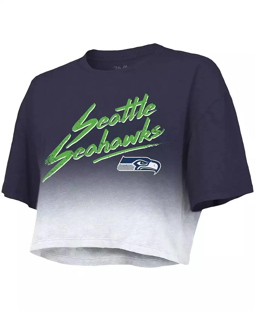 商品Majestic|Women's Threads DK Metcalf Navy, White Seattle Seahawks Drip-Dye Player Name and Number Tri-Blend Crop T-shirt,价格¥430,第2张图片详细描述