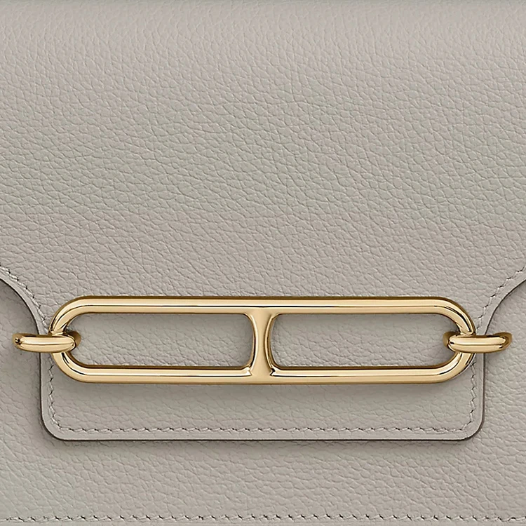 商品[国内直发] Hermes|爱马仕 Roulis Slim 淡金扣 Evercolor小牛皮 猪鼻子包卡包腰包零钱包钱包 女款 8L Beton冰川白,价格¥23664,第5张图片详细描述