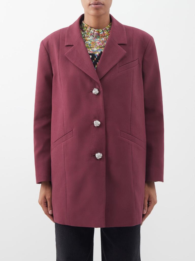 商品Ganni|Crystal-button organic-cotton oversized blazer,价格¥3786,第1张图片