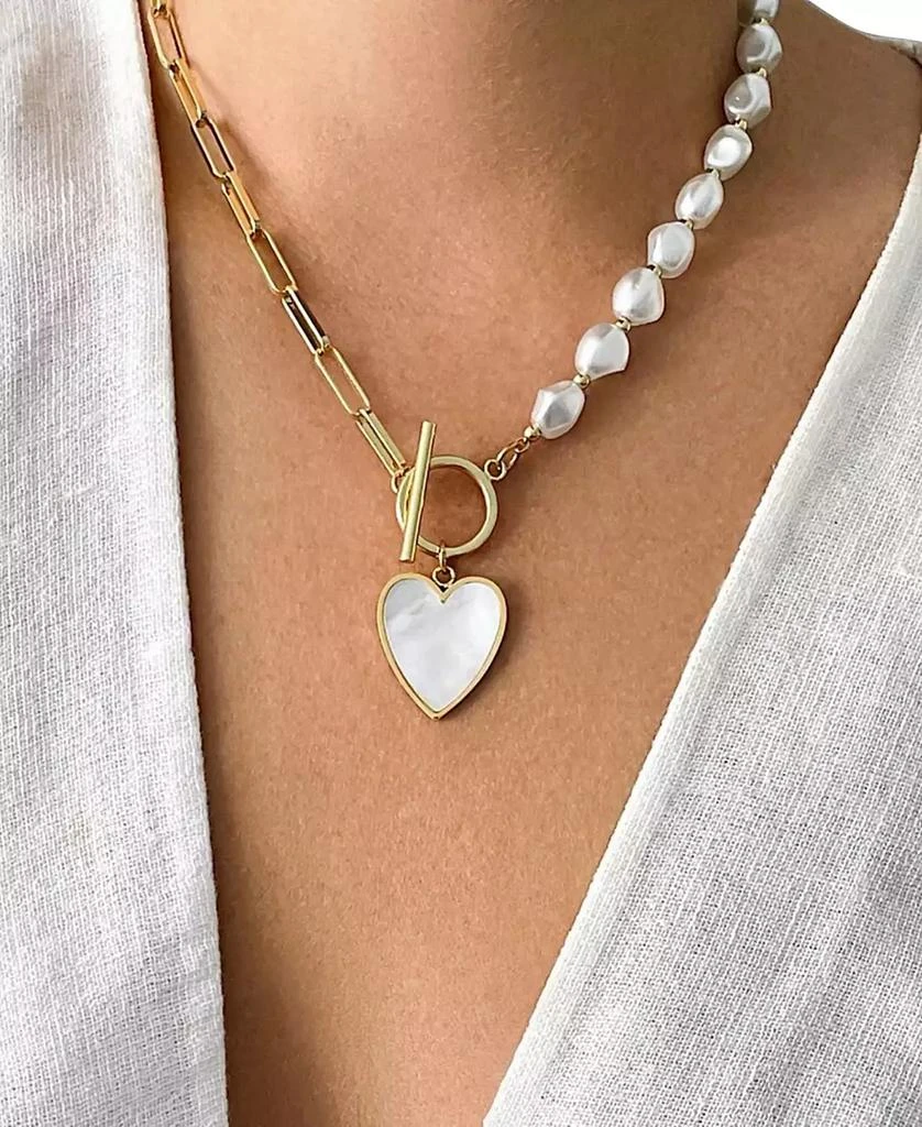 商品ADORNIA|Imitation Pearl and Chain Heart Toggle Necklace,价格¥207,第3张图片详细描述