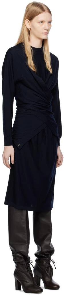 商品Lemaire|Navy Trompe L'Œil Midi Dress,价格¥2127,第2张图片详细描述