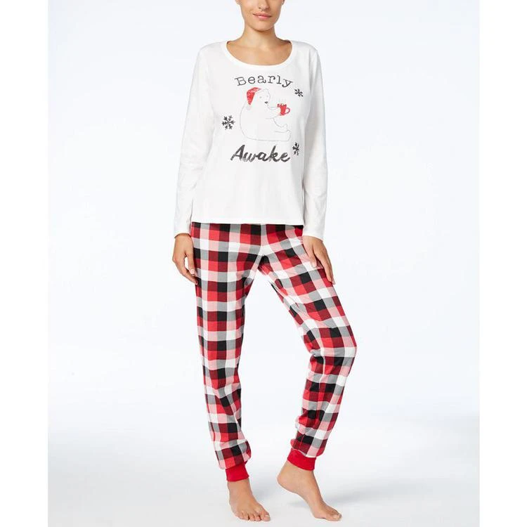 商品Family Pajamas|Women's Buffalo Plaid Bearly Awake Pajama Set, Created for Macy's,价格¥128,第1张图片
