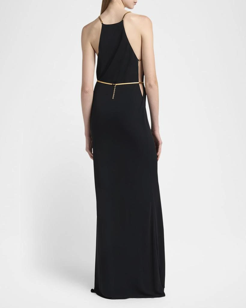 商品Tom Ford|Chain Cutout Sable Jersey Halter Evening Dress,价格¥23007,第3张图片详细描述