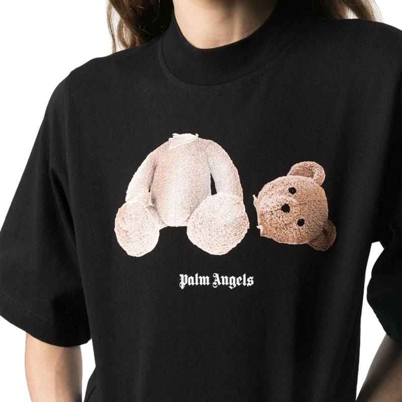 Palm Angels 女士黑色断头熊短款短袖T恤 PWAA02-0S21JE-R001-1060商品第3张图片规格展示