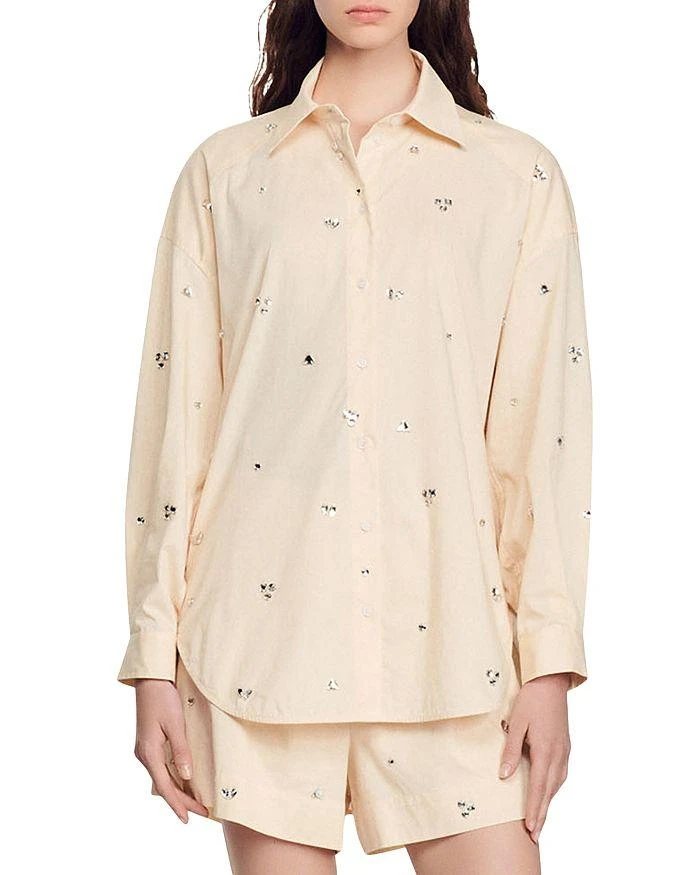 商品Sandro|Malaga Rhinestone Embellished Shirt,价格¥1679,第3张图片详细描述