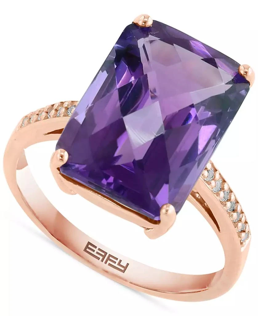 商品Effy|EFFY® Amethyst (6-3/4 ct. t.w.) & White Sapphire (1/10 ct. t.w.) Statement Ring in 14k Rose Gold-Plated Sterling Silver,价格¥1262,第1张图片