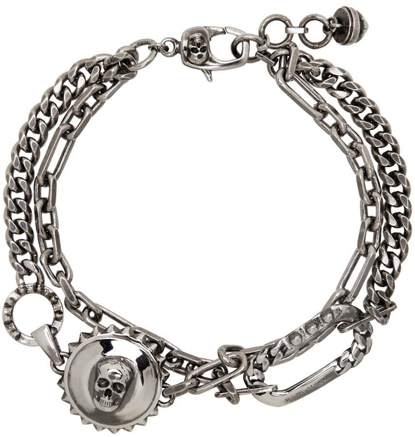 商品Alexander McQueen|Silver Studs & Skull Bracelet,价格¥1883,第4张图片详细描述