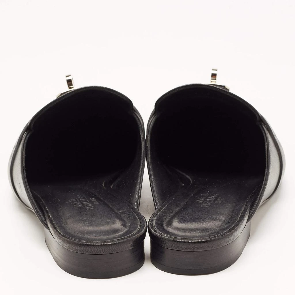 商品[二手商品] Hermes|Hermes Black Leather Oz Flat Mules Size 37.5,价格¥6026,第5张图片详细描述