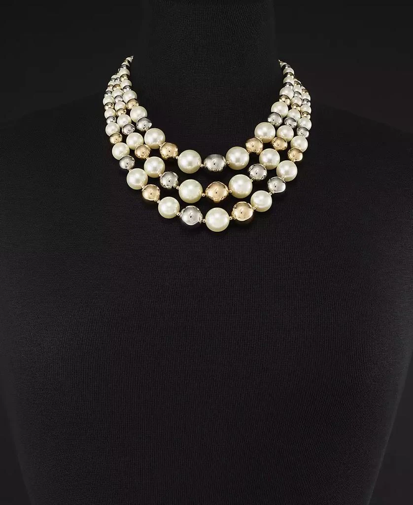 商品Charter Club|Two-Tone Imitation Pearl Layered Collar Necklace, 18" + 2" extender, Created for Macy's,价格¥223,第2张图片详细描述