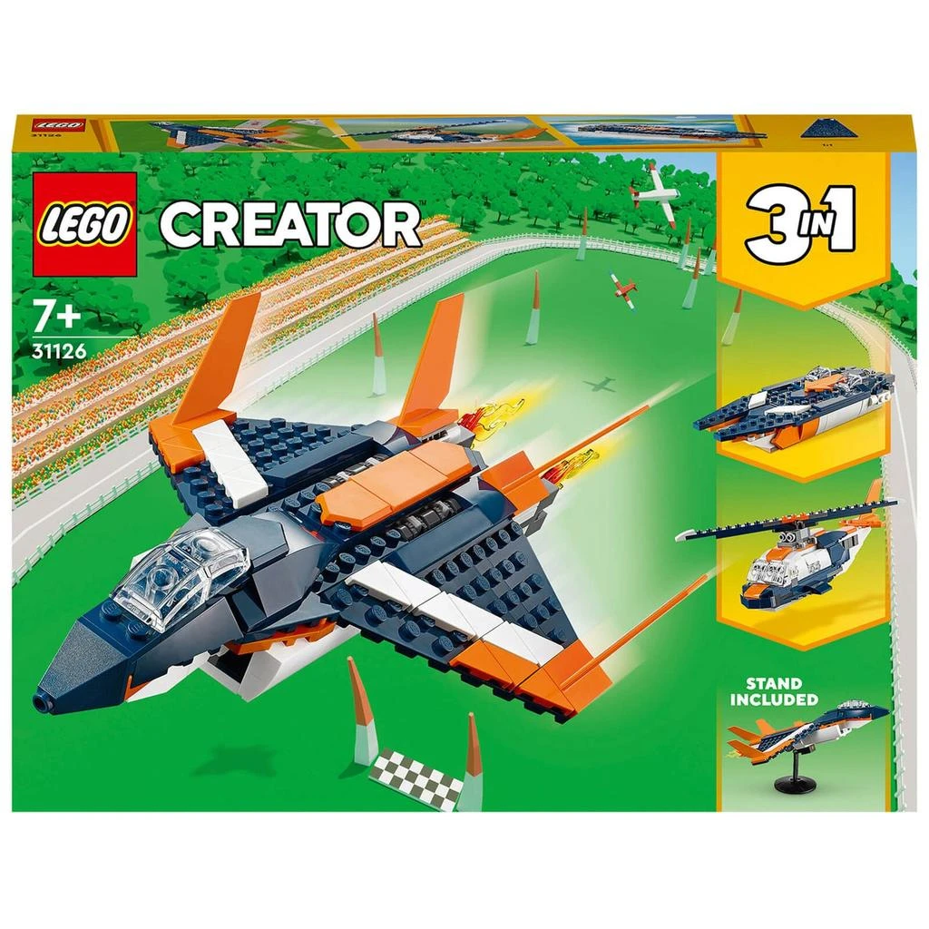 商品LEGO|LEGO Creator: 3 in 1 Supersonic Jet, Helicopter & Boat Toy (31126),价格¥211,第1张图片