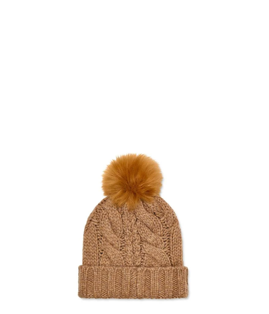 商品UGG|Knit Cable Beanie with Faux Fur Pom,价格¥237,第2张图片详细描述