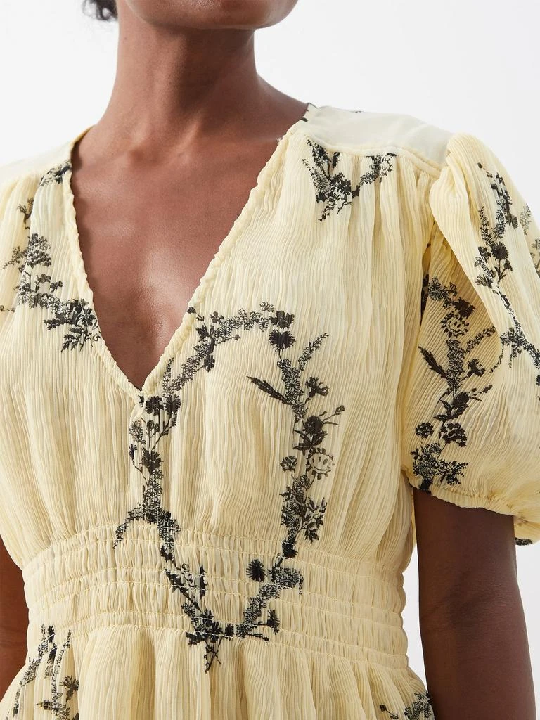 商品Ganni|V-neck floral-print georgette mini dress,价格¥1470,第4张图片详细描述