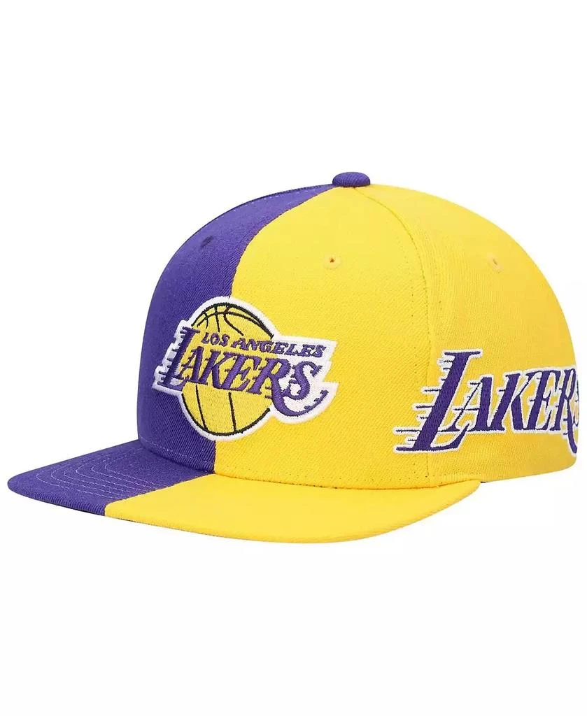 商品Mitchell and Ness|Men's Purple and Gold Los Angeles Lakers Team Half and Half Snapback Hat,价格¥240,第1张图片