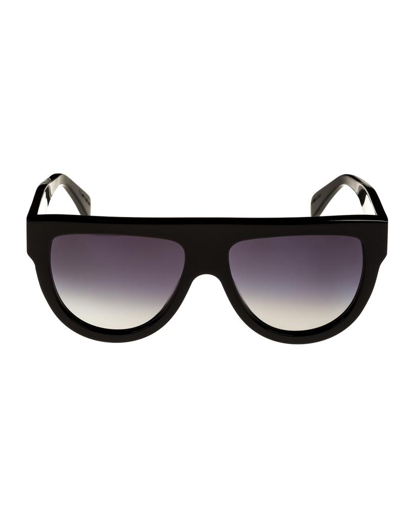 Flattop Gradient Shield Sunglasses, Black Pattern商品第2张图片规格展示