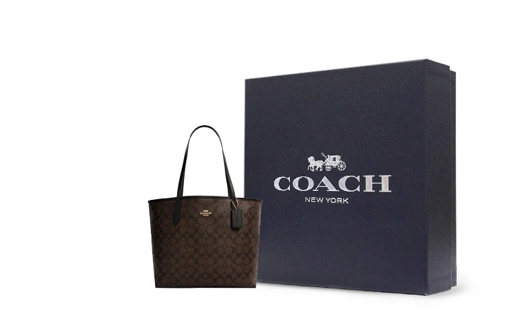 商品[国内直发] Coach|蔻驰 City 33 经典老花徽标Logo 帆布配皮 托特包Tote包购物袋手提包单肩包 大号 女款 深棕色,价格¥1938,第10张图片详细描述