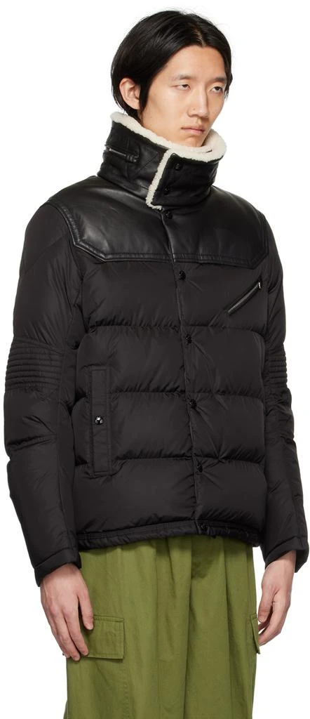 商品Moncler|Black Leo Leather Down Jacket,价格¥26427,第2张图片详细描述