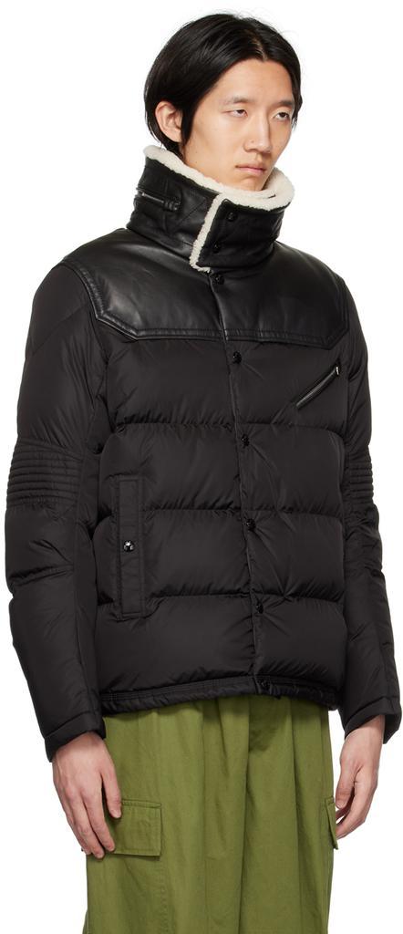 商品Moncler|Black Leo Leather Down Jacket,价格¥22727,第4张图片详细描述