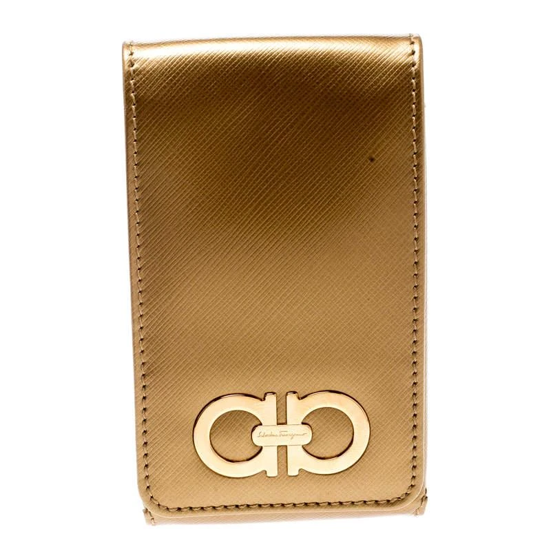 商品[二手商品] Salvatore Ferragamo|Salvatore Ferragamo Gold Leather iPhone 4 Case,价格¥754,第1张图片