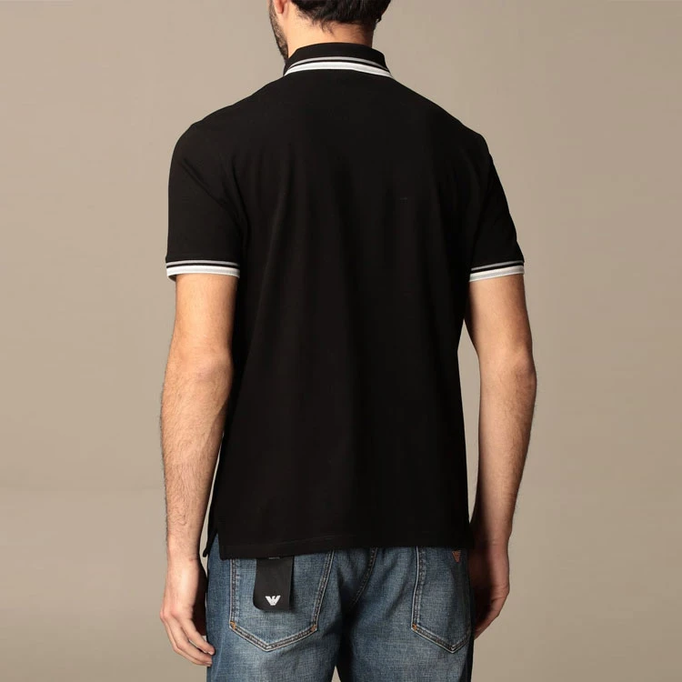 商品[国内直发] Emporio Armani|阿玛尼 胸口徽标短袖polo衫 男款 黑色,价格¥1023,第5张图片详细描述