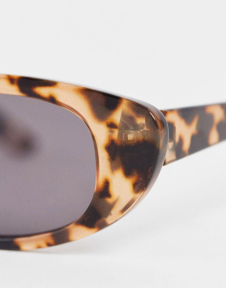 ASOS DESIGN frame slim cat eye sunglasses in tort  - BROWN商品第4张图片规格展示