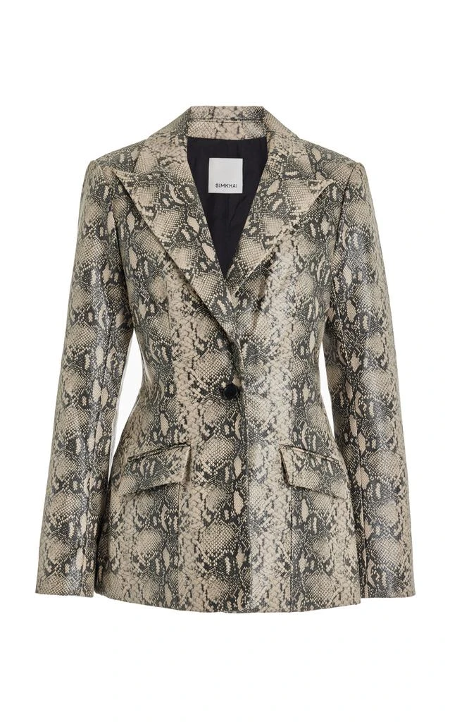商品SIMKHAI|SIMKHAI - Afia Snake-Effect Faux Leather Blazer - Animal - US 2 - Moda Operandi,价格¥1129,第1张图片