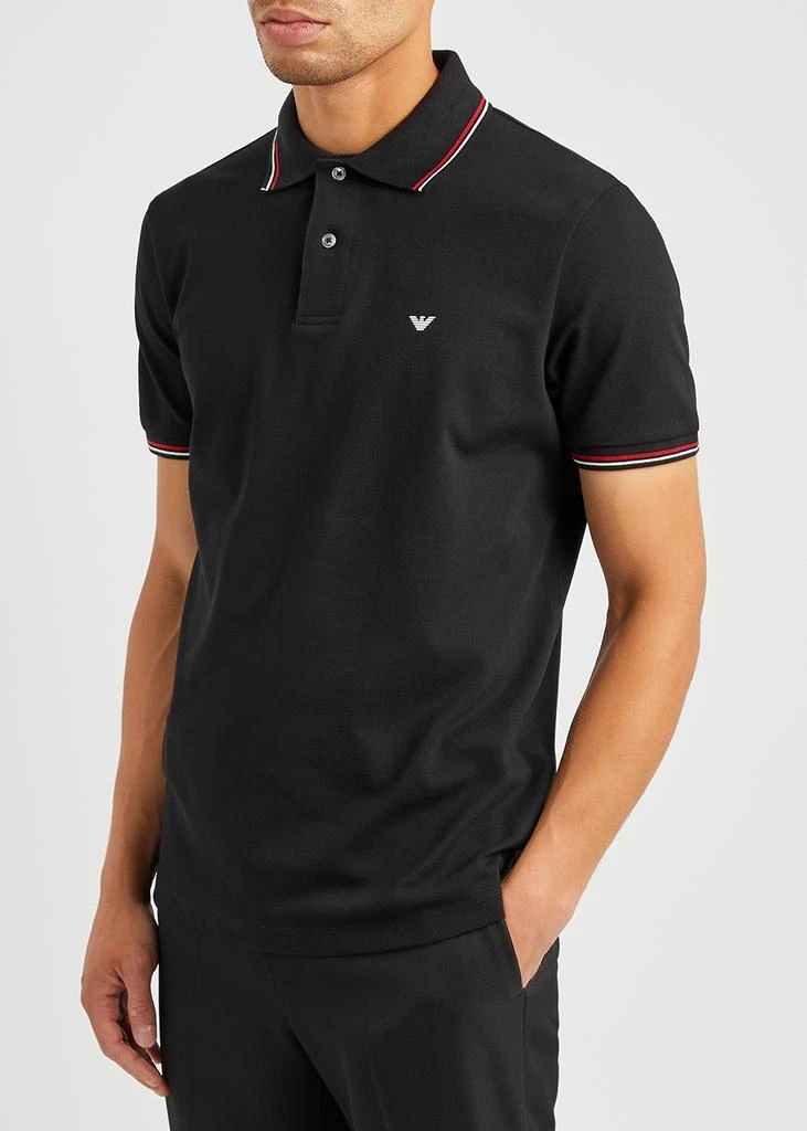 商品Emporio Armani|Black stretch-cotton polo shirt,价格¥940,第2张图片详细描述