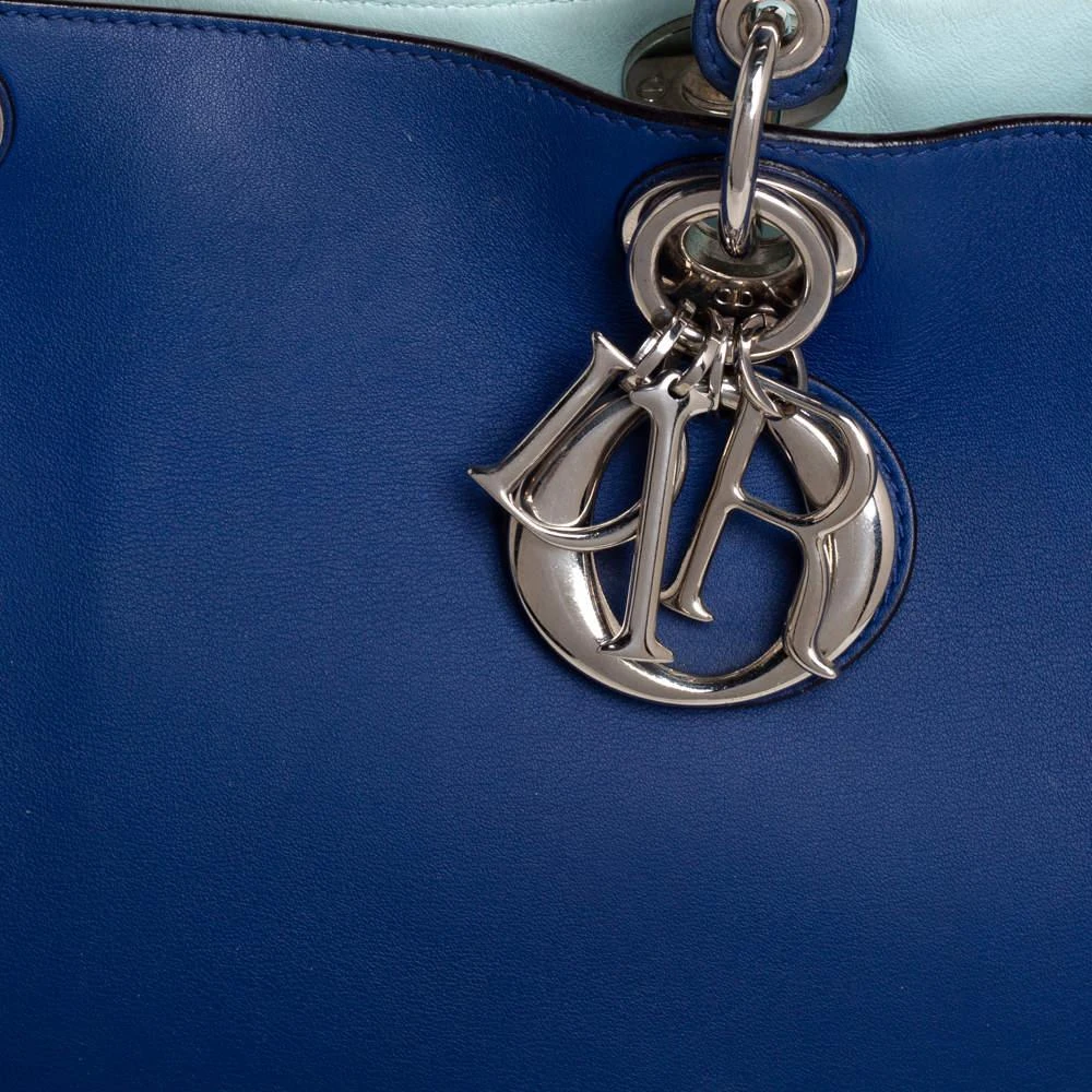 商品[二手商品] Dior|Dior Blue Leather Large Diorissimo Shopper Tote,价格¥4605,第5张图片详细描述