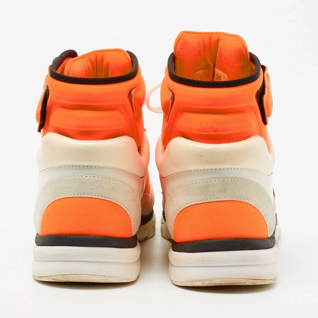 商品[二手商品] Chanel|Chanel White/Orange Fabric And Leather CC High Top Sneakers Size 38,价格¥5568,第5张图片详细描述