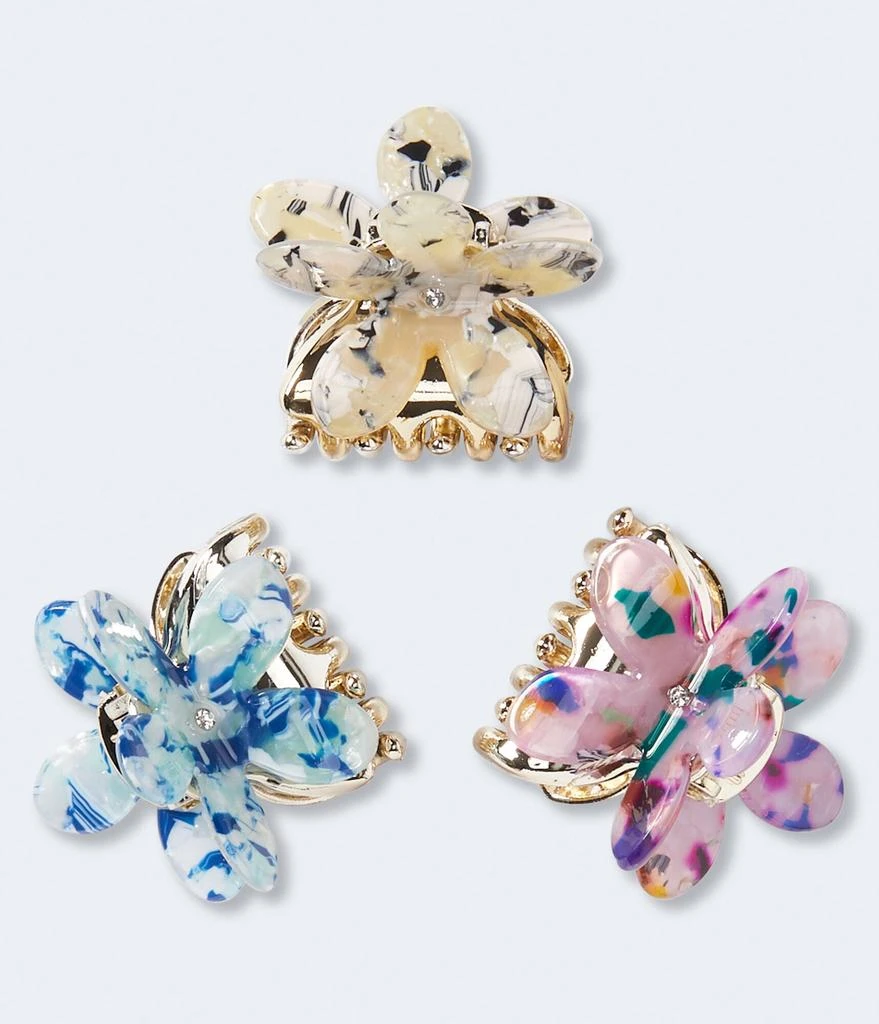 商品Aeropostale|Aeropostale Women's Marbled Flower Claw Hair Clip 3-Pack,价格¥103,第1张图片