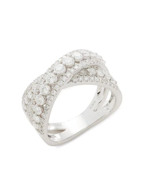 商品Effy|14K White Gold & 1.53 TCW Diamond Criss Cross Ring,价格¥22525,第1张图片