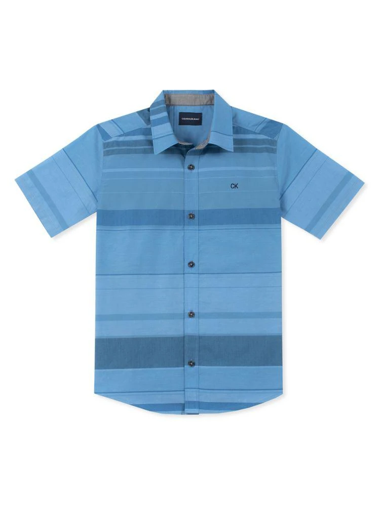 商品Calvin Klein|Boy's Scatter Stripe Cotton Blend Collared Shirt,价格¥69,第1张图片