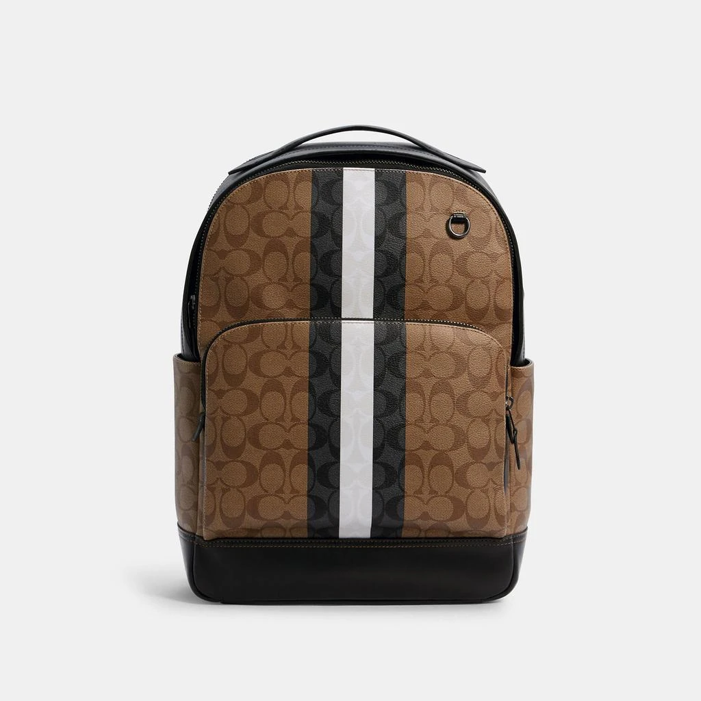 商品Coach|Coach Outlet Graham Backpack In Blocked Signature Canvas With Varsity Stripe,价格¥1813,第4张图片详细描述