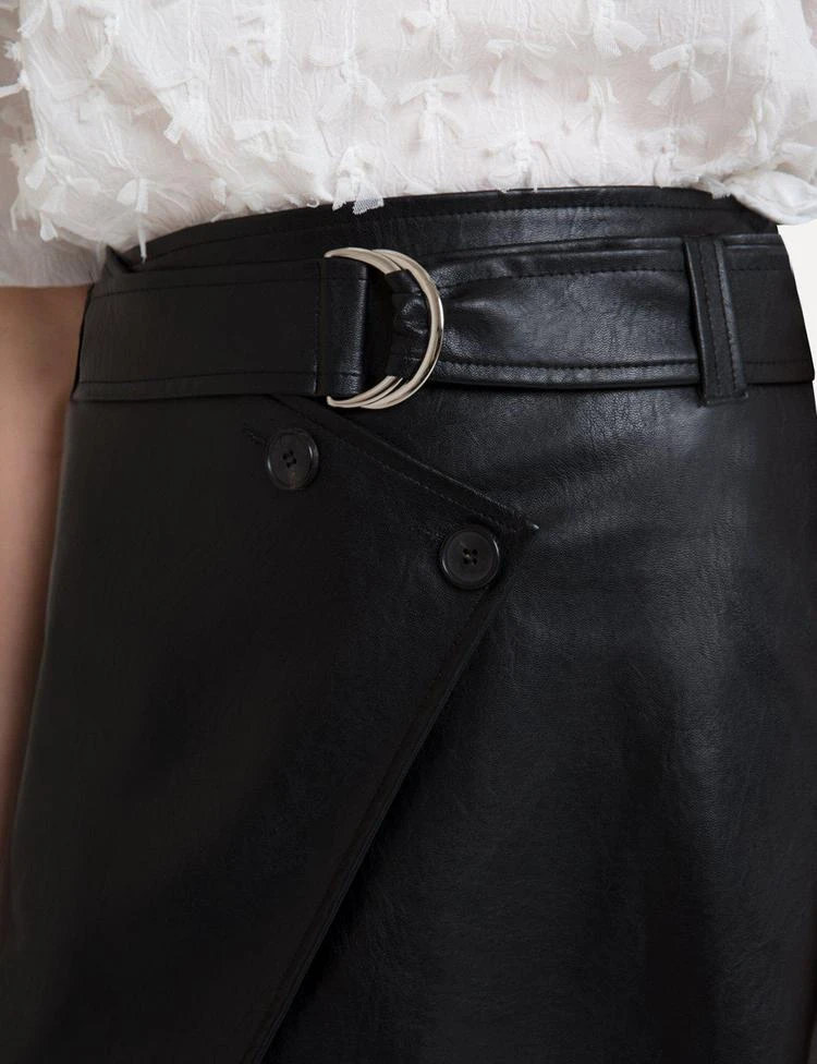 商品Pixie Market|Asymmetric Button Vegan Leather Belted Skirt,价格¥737,第5张图片详细描述