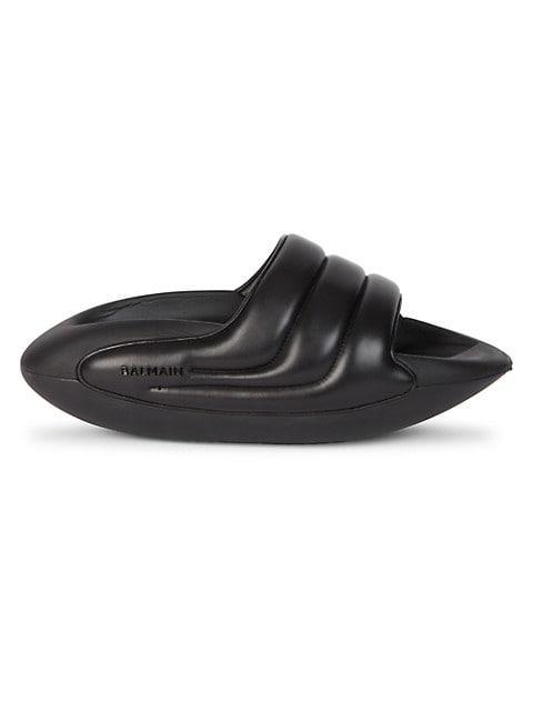 商品Balmain|B-It Quilted Leather Slides,价格¥5974,第1张图片
