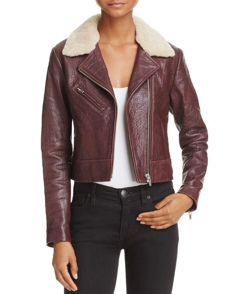 商品VEDA|Nova Shearling-Collar Leather Jacket - 100% Exclusive ,价格¥6111,第1张图片