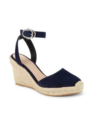 商品Stuart Weitzman|​Crystal Buckle Espadrille Wedge Pumps,价格¥1588,第2张图片详细描述
