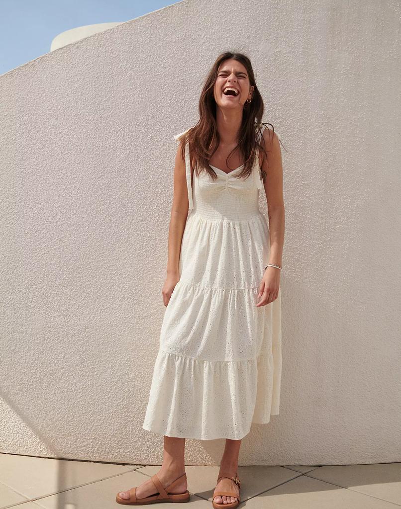 商品Madewell|Eyelet Lucie Tie-Strap Tiered Midi Dress,价格¥224,第7张图片详细描述