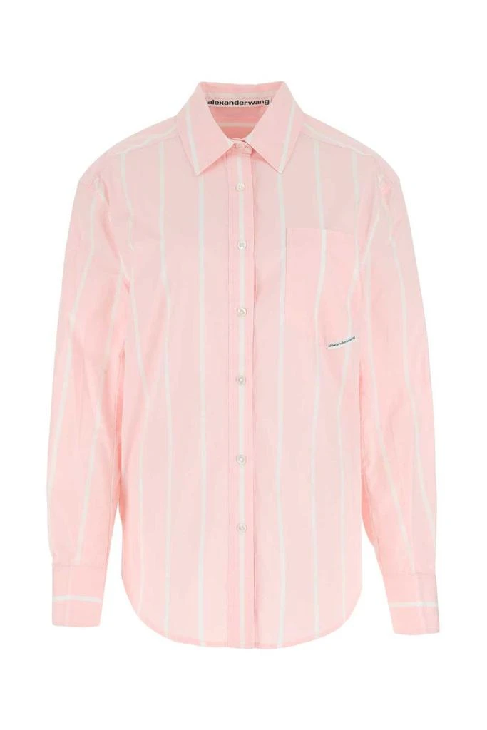 商品Alexander Wang|Alexander Wang Logo-Patch Striped Buttoned Shirt,价格¥3831,第1张图片