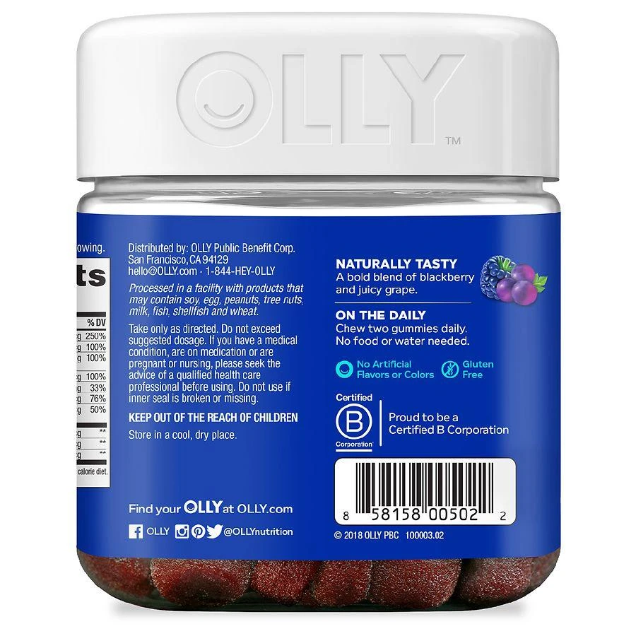 商品OLLY|Olly 男士综合维生素 黑莓口味 90粒,价格¥119,第4张图片详细描述