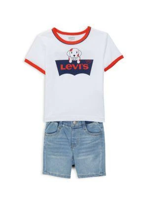 商品Levi's|Little Boy’s 2-Piece Ringer Tee & Jean Shorts Set,价格¥151,第1张图片