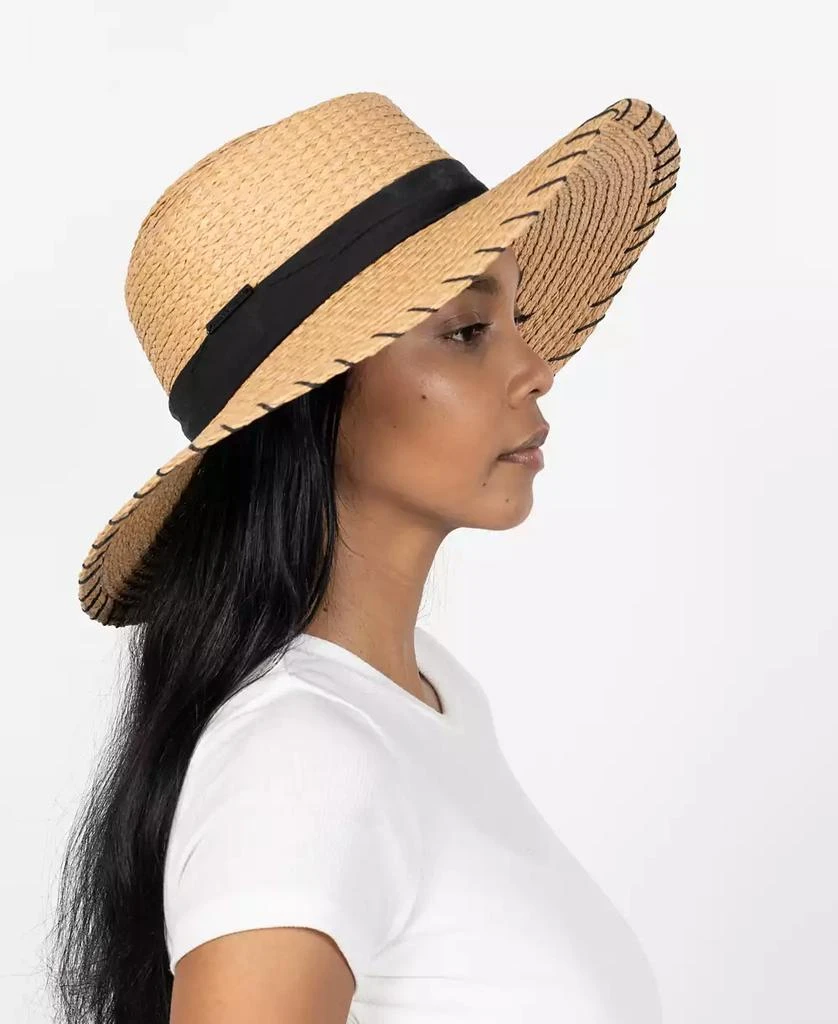 商品Vince Camuto|Straw Boater Hat with Whipstitch Edge,价格¥365,第3张图片详细描述