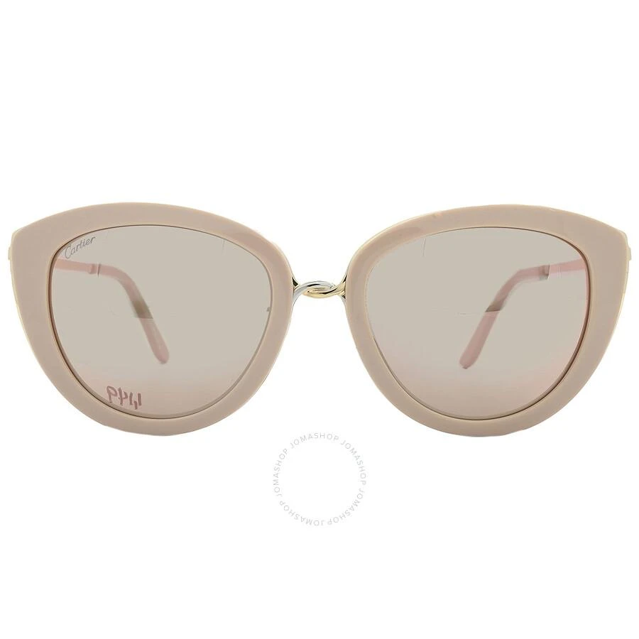 商品Cartier|Brown Rose Gold Mirror Cat Eye Ladies Sunglasses CT0247S 004 54,价格¥4827,第1张图片