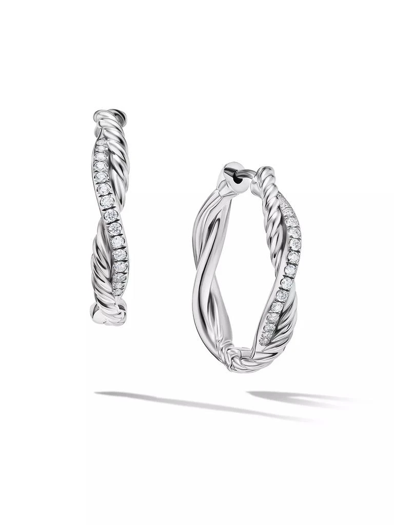 商品David Yurman|Petite Infinity Hoop Earrings in Sterling Silver with Diamonds, 17.3MM,价格¥11249,第1张图片