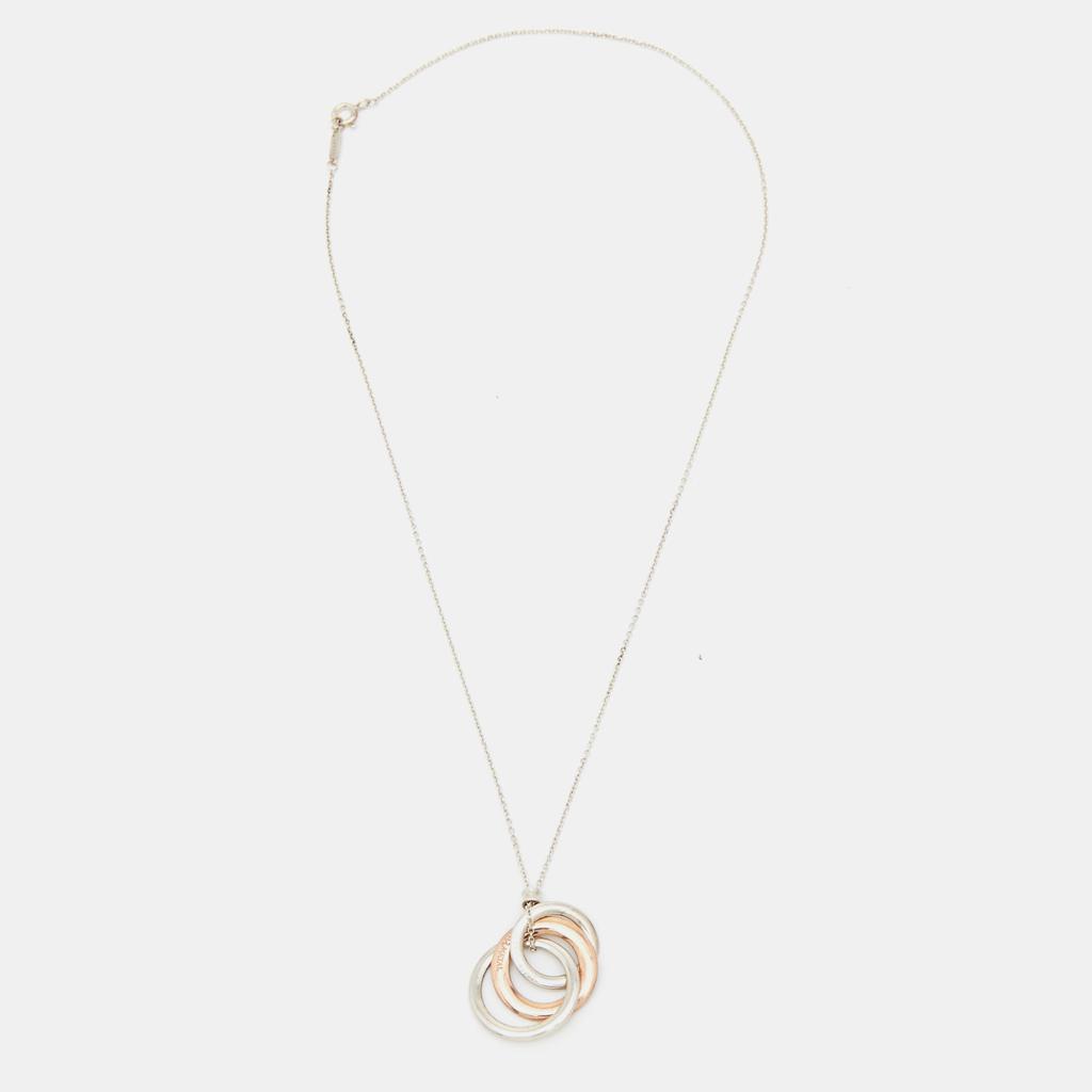 Tiffany & Co. 1837 Interlocking Circles Rubedo  Sterling Silver Pendant Necklace商品第2张图片规格展示
