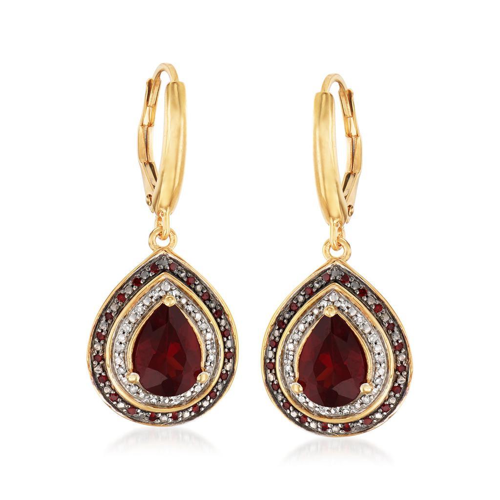 商品Ross-Simons|Ross-Simons Garnet and . Red and White Diamond Drop Earrings in 18kt Gold Over Sterling,价格¥1456,第1张图片