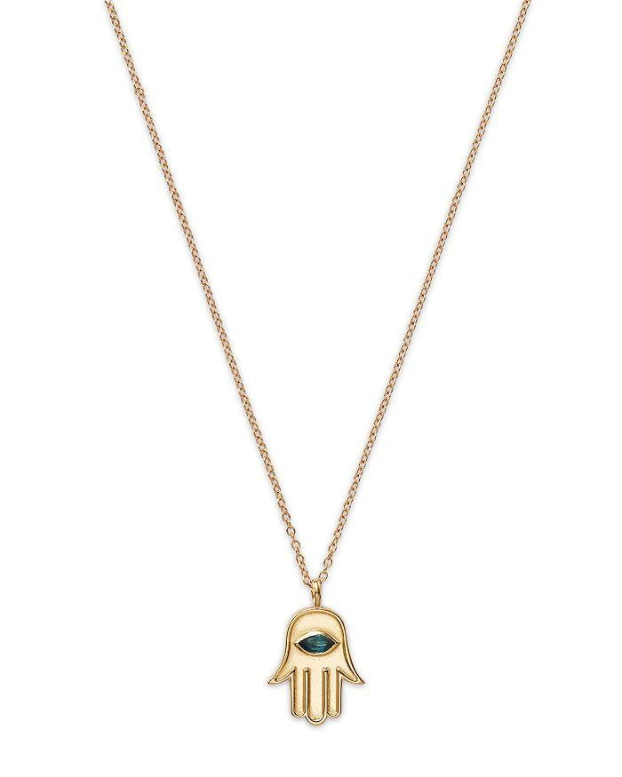 商品Moon & Meadow|14K Yellow Gold Blue Topaz Marquis Hamsa Hand Pendant Necklace, 16-18",价格¥4119,第1张图片详细描述