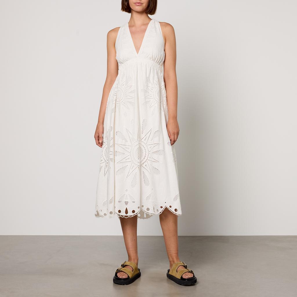 *Farm Rio* レースワンピース ドレス Farm Rio Broderie Anglaise Linen-Blend Maxi Dress - Dresses