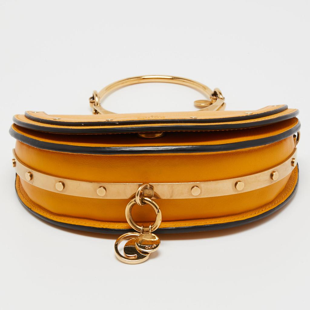 Chloe Mustard Yellow Leather Nile Bracelet Minaudière Crossbody Bag商品第6张图片规格展示