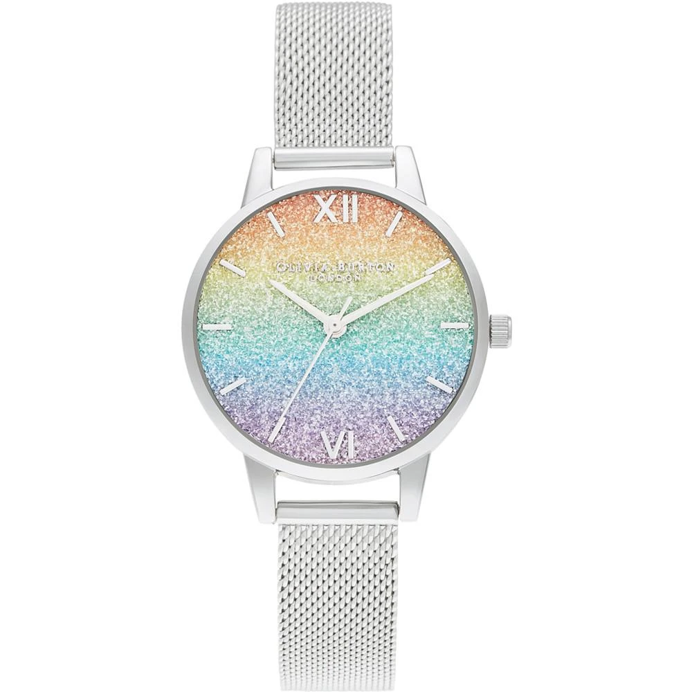 商品Olivia Burton|Women's Rainbow Stainless Steel Mesh Bracelet Watch 30mm,价格¥758,第1张图片